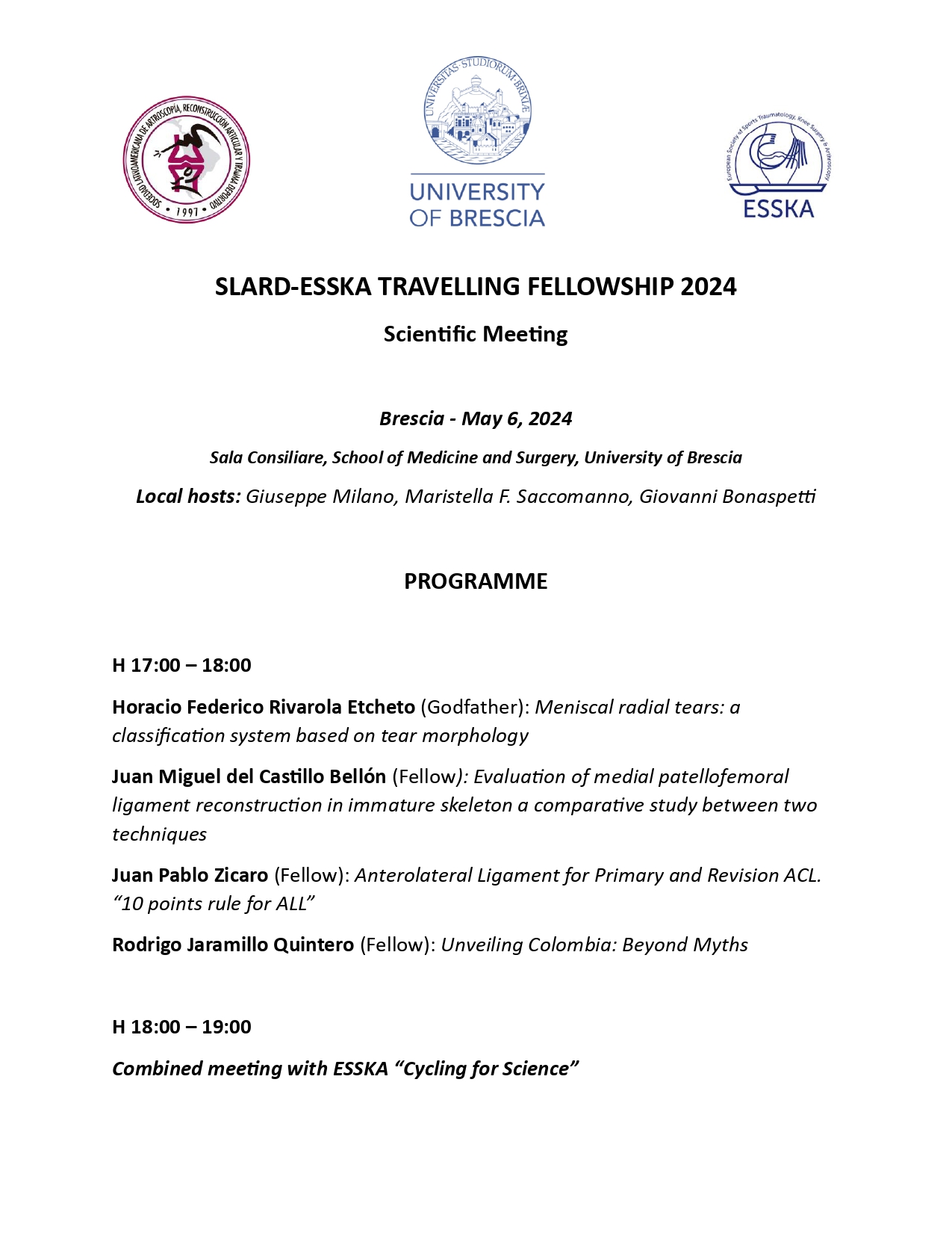 SLARD-ESSKA 2024 Travelling Fellowship (Scientific Program)