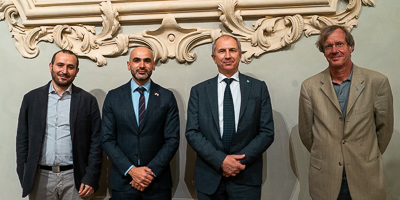 Il Rettore Maurizio Tira insieme al Console del Libano dott. Khalil Mohamad, al prof. Ranzi e al dott. Hassan Leila