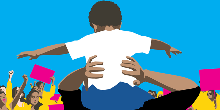 Illustrazione bambino e protesta