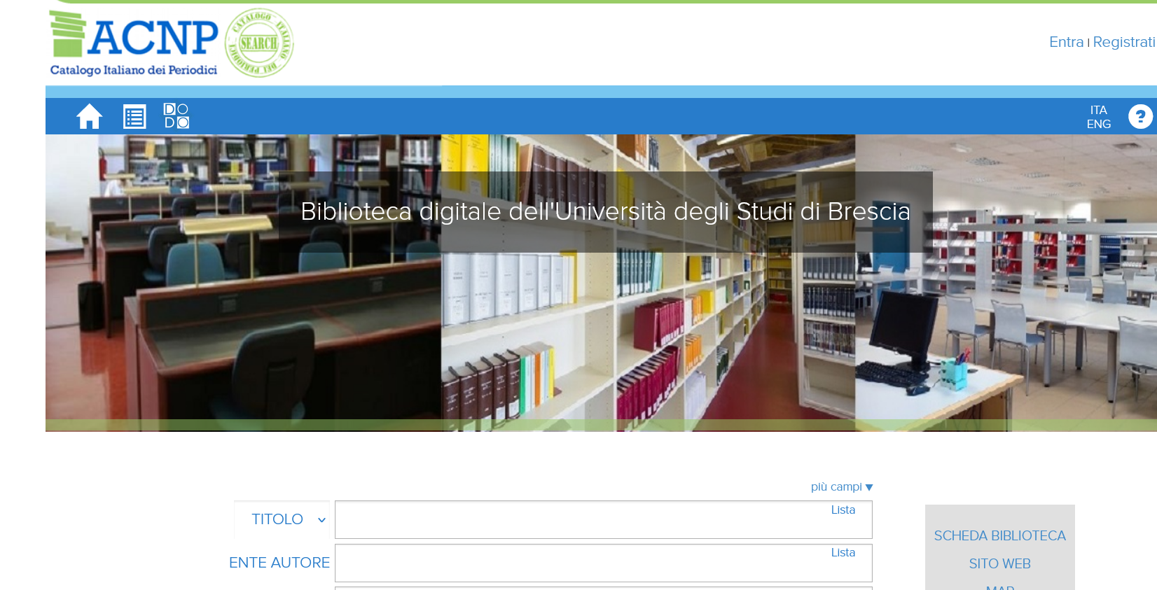 ACNP Home page maschera personalizzata Unibs