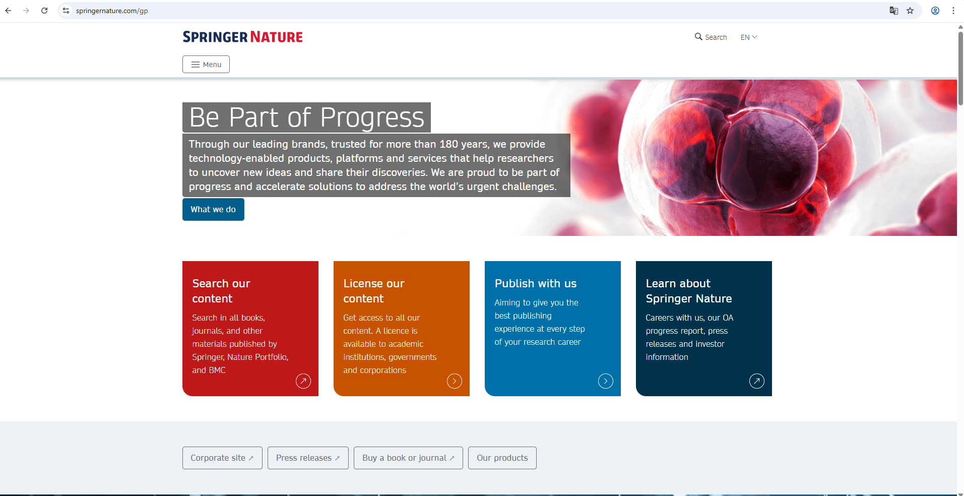 springer nature homepage