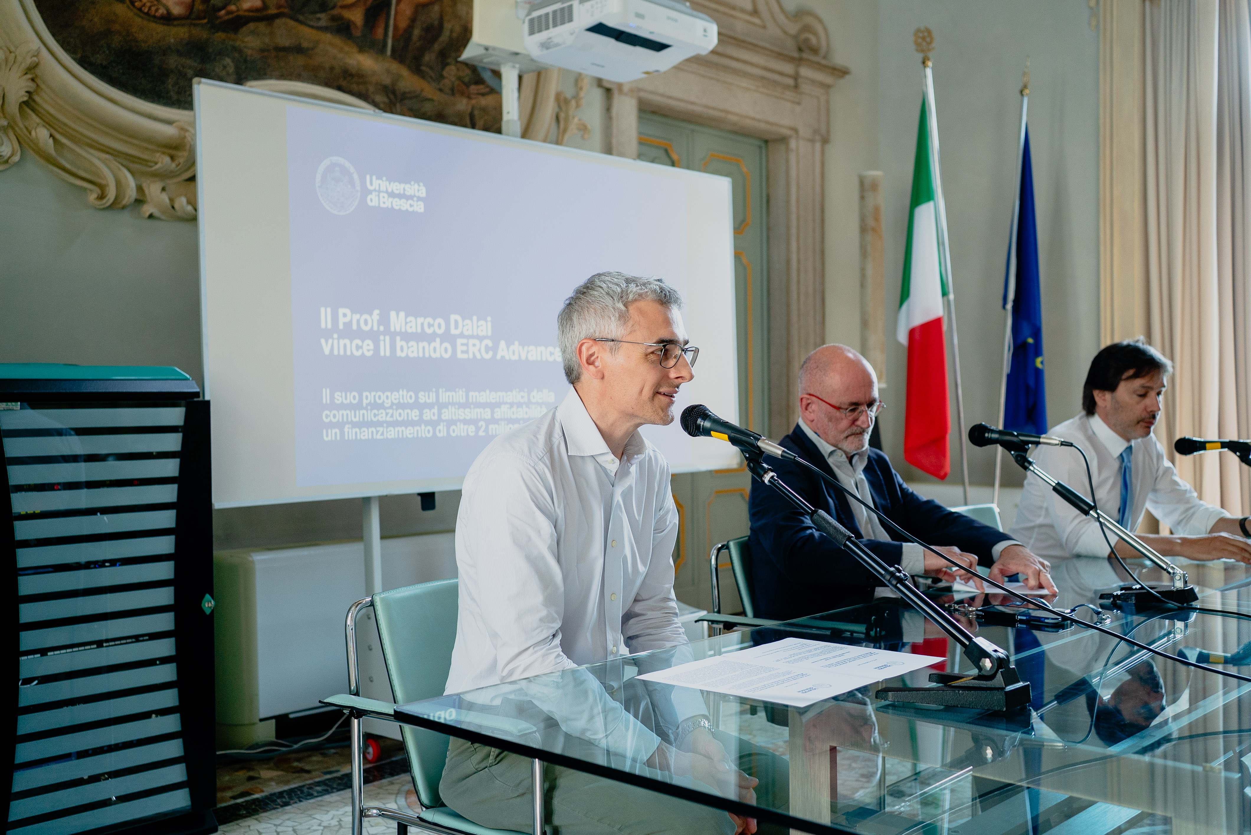 Da sinistra il prof. Dalai, il Rettore e il Prof. Baronio