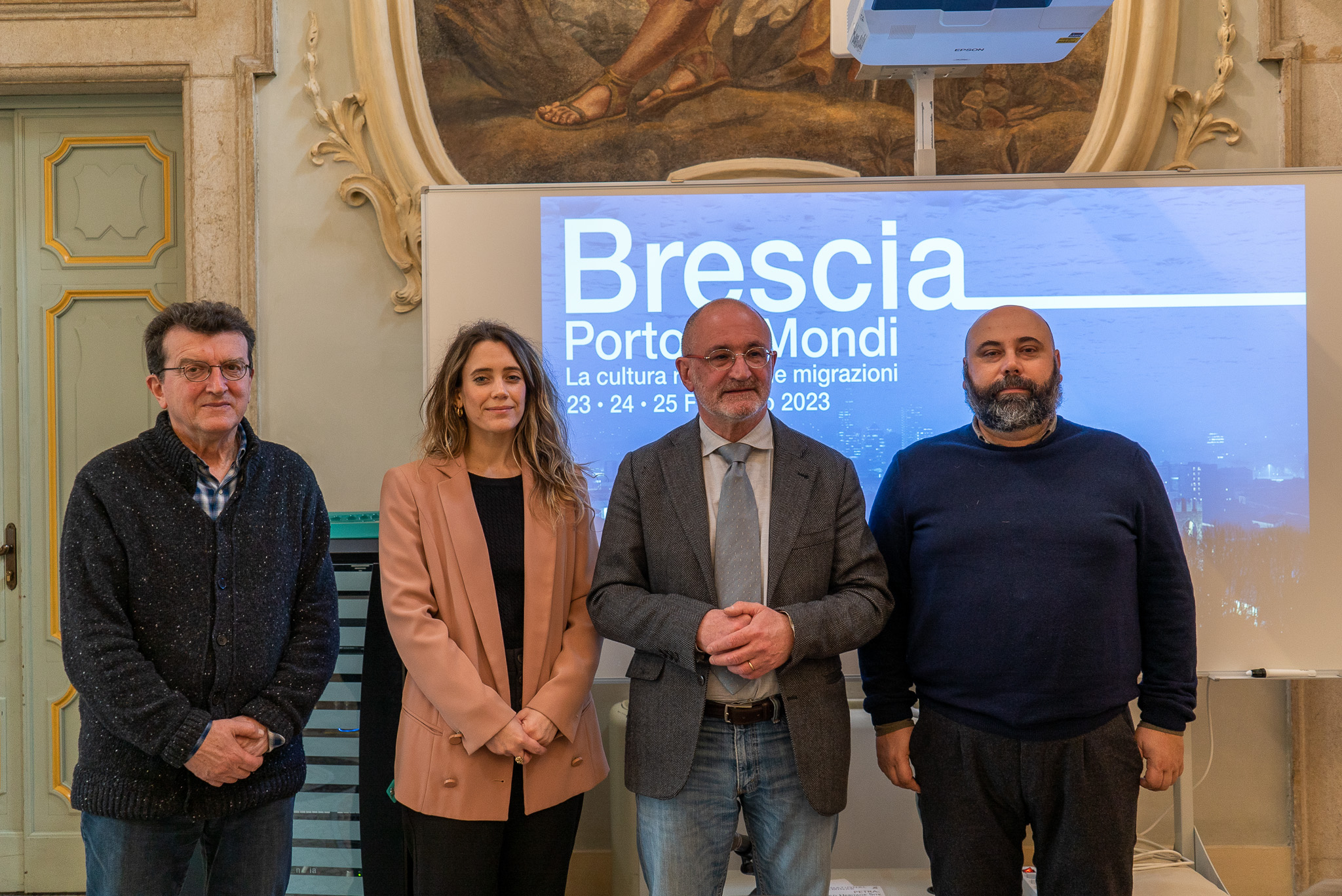 I relatori della conferenza stampa "Brescia Porto di Mondi"