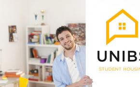Studenti e logo UNIBS Student Housing