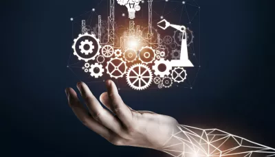Mano sorregge grafica industriale