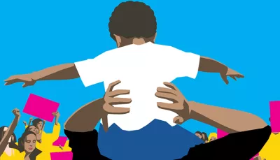 Illustrazione bambino e protesta