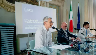 Da sinistra il prof. Dalai, il Rettore e il Prof. Baronio