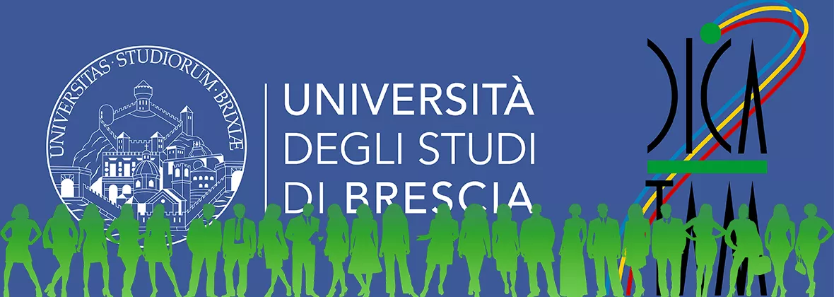 gruppo di persone logo Unibs sul fondo