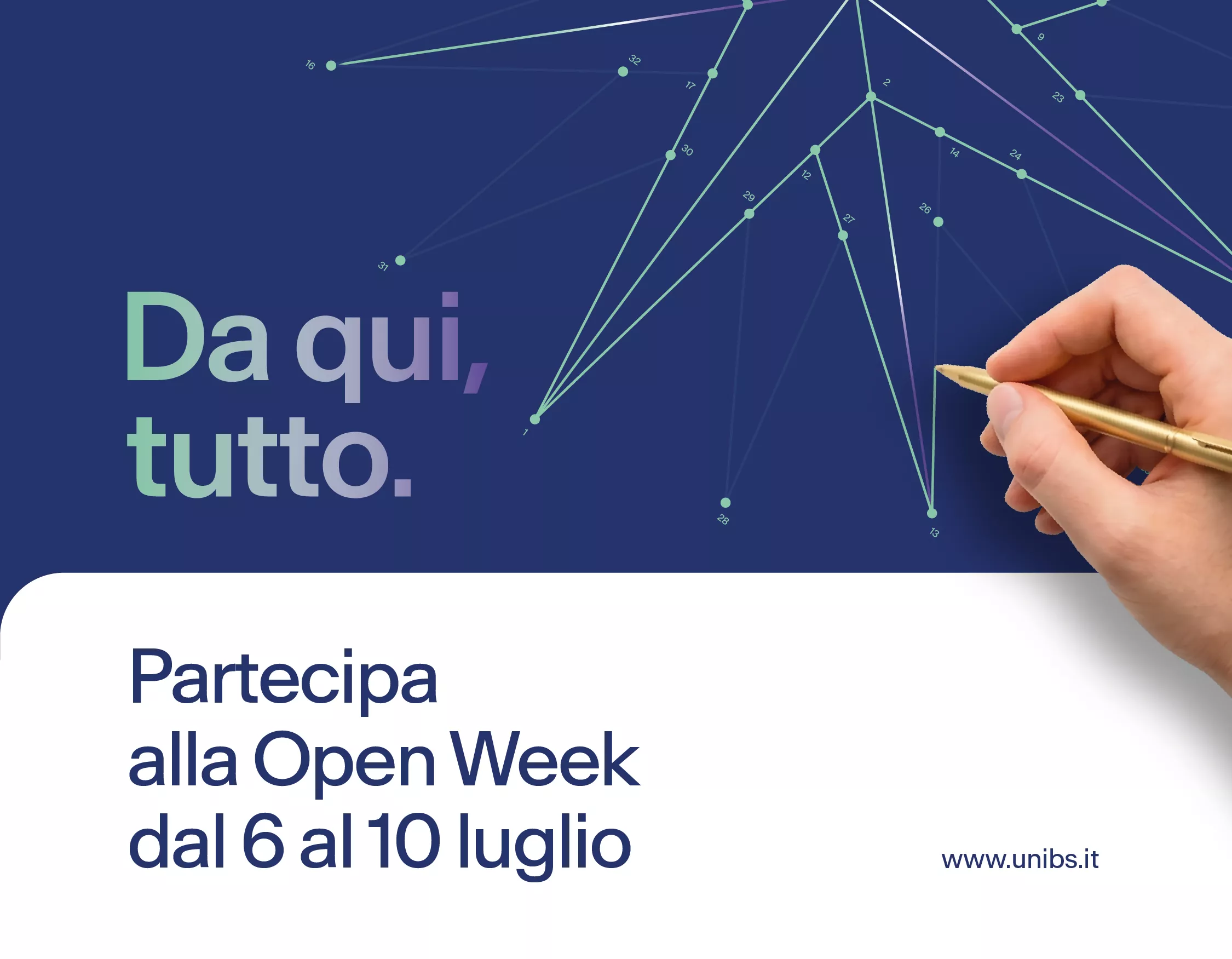 Partecipa alla Open Week dal 6 al 10 luglio